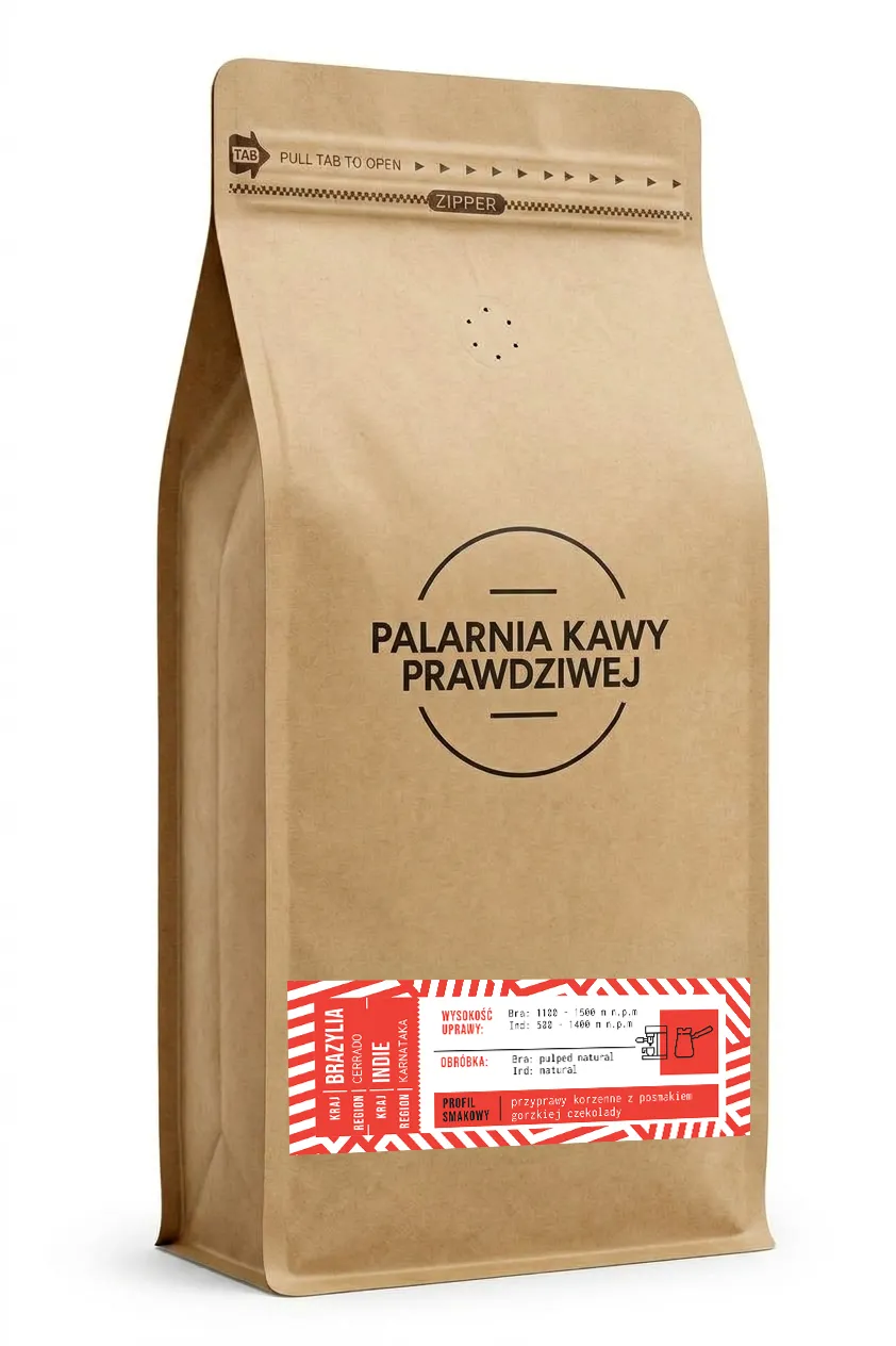 Kawa ziarnista Palarnia Kawy Prawdziwej Brazylia Cerrado & Indie Karnataka 1kg