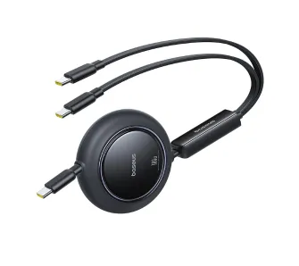 Kabel Baseus Free2Pull 2w1 USB-C do 2x USB-C 100W 1,2m Czarny