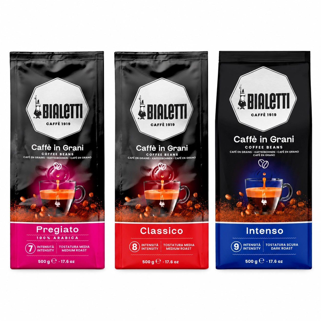 Kawa ziarnista Bialetti Pregiato 500g + Classico 500g + Intenso 500g