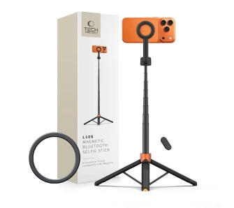 Selfie stick Tech-Protect L10S Tripod Magsafe Bluetooth Rozkładany 152cm Czarno-pomarańczowy