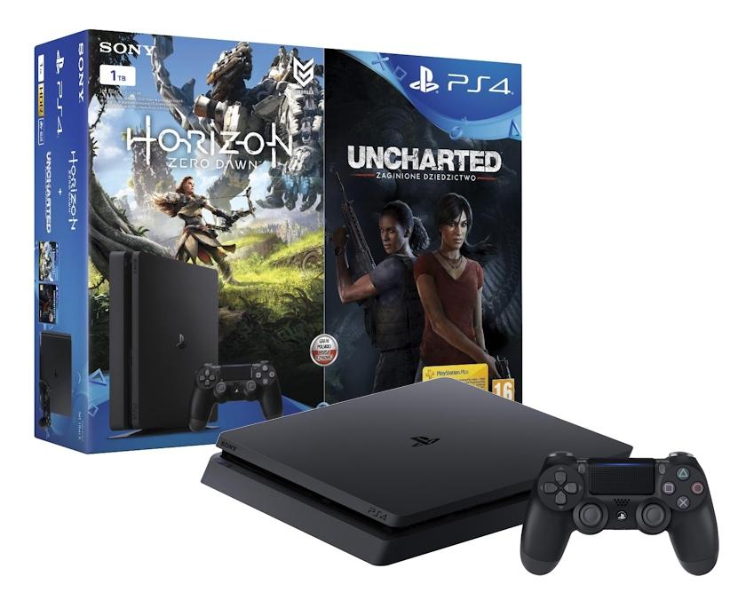 Konsola Sony PlayStation 4 Slim 1TB + Horizon Zero Dawn + Uncharted: Zaginione Dziedzictwo
