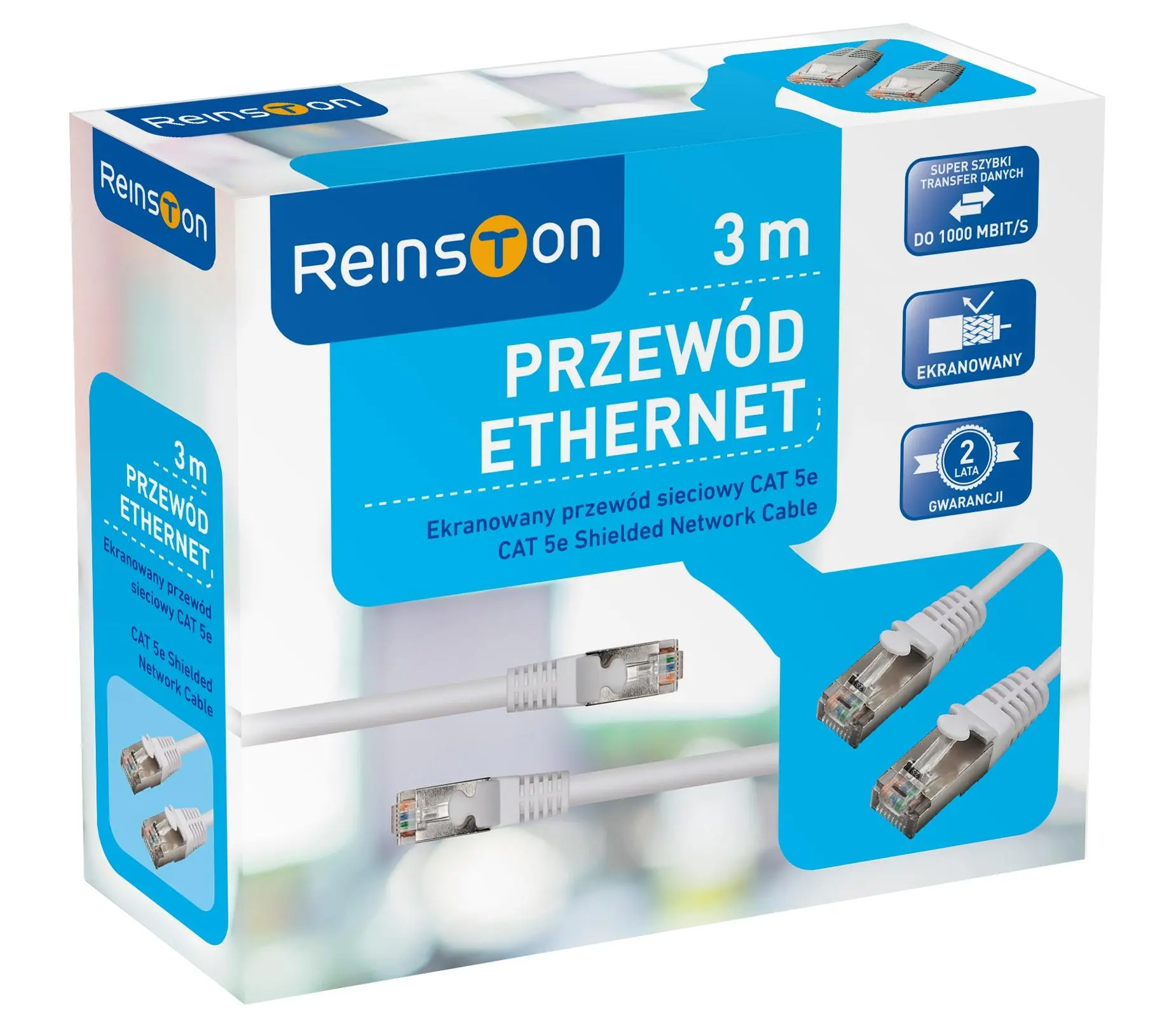 Kabel sieciowy Reinston EKK21 3m Srebrno-szary