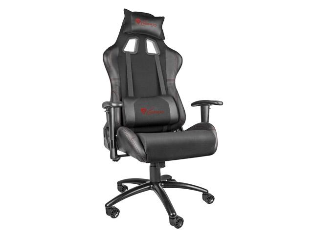 Fotel Genesis Nitro 550  - gamingowy - czarny - skóra ECO - tkanina - do 150kg