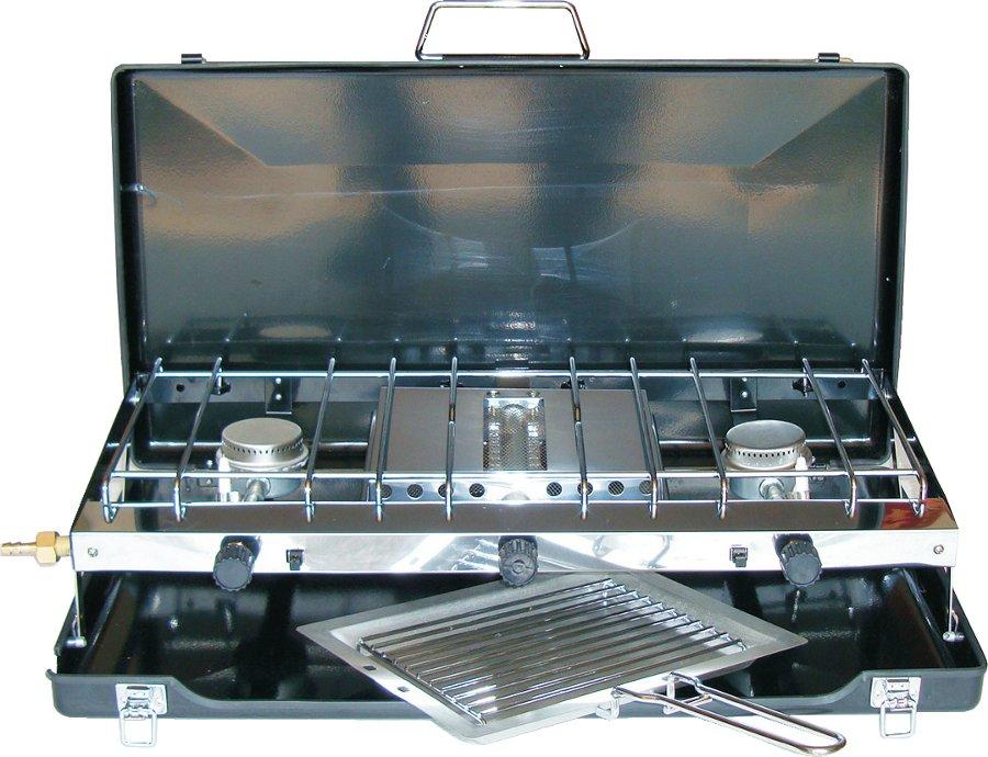 Kuchenka turystyczna Arka Gasmaster BBQ136 Czarno-stalowy