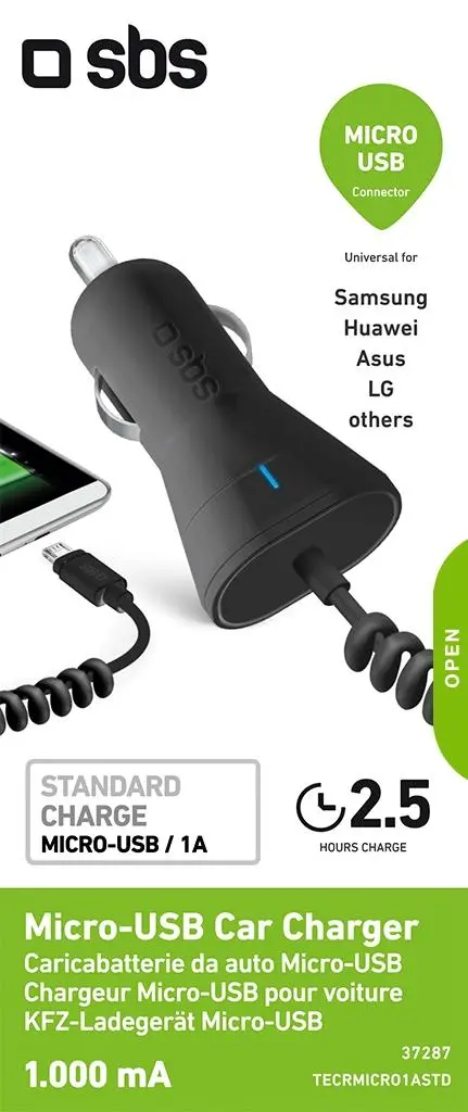 Ładowarka samochodowa SBS TECRMICRO1ASTD Czarny