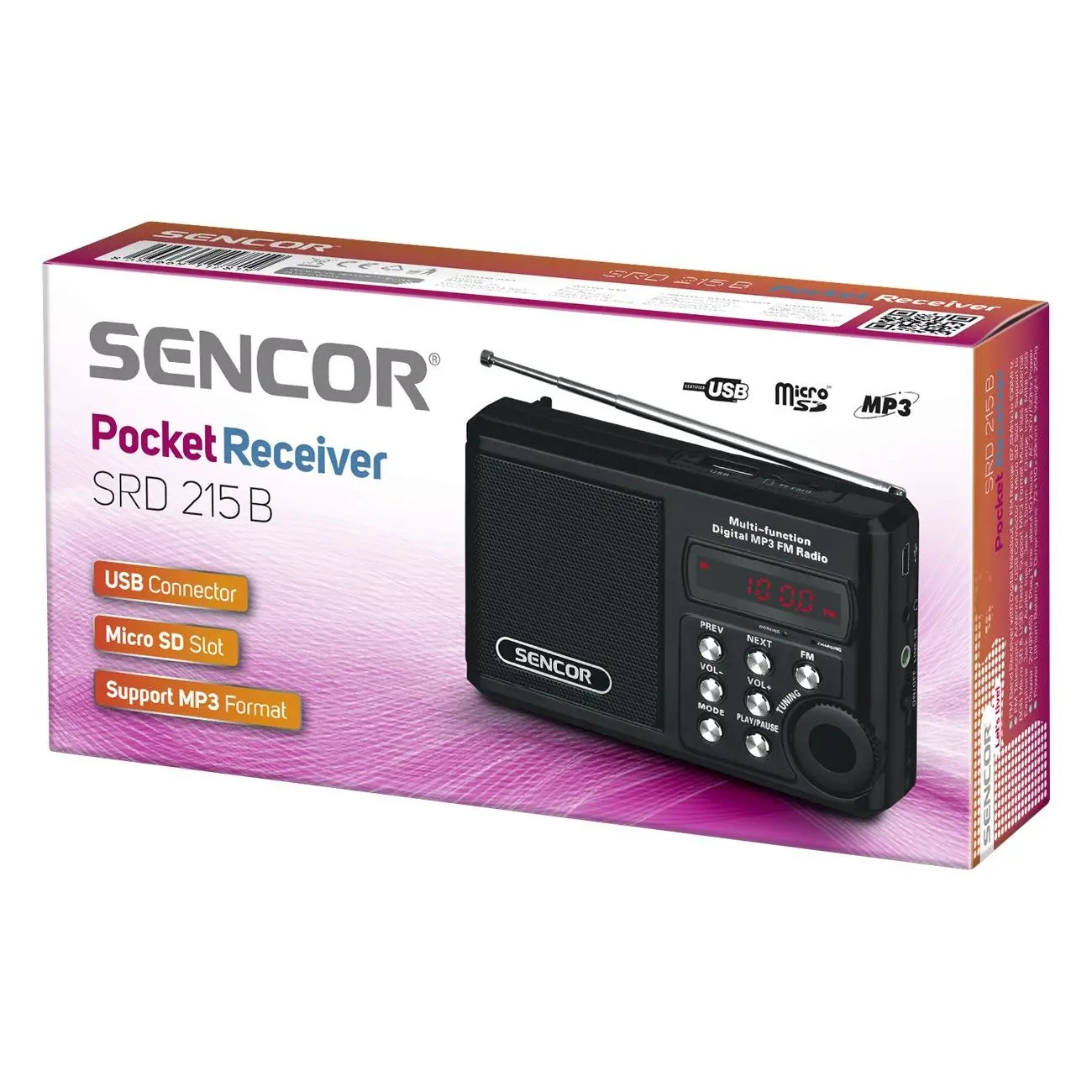 Radioodbiornik Sencor SRD 215 B Radio FM Czarny