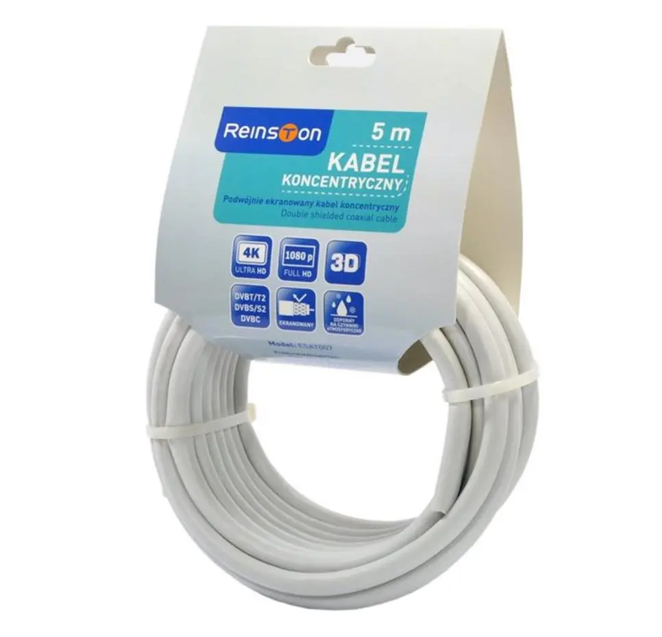 Kabel koncentryczny Reinston ESAT007 5m Biały