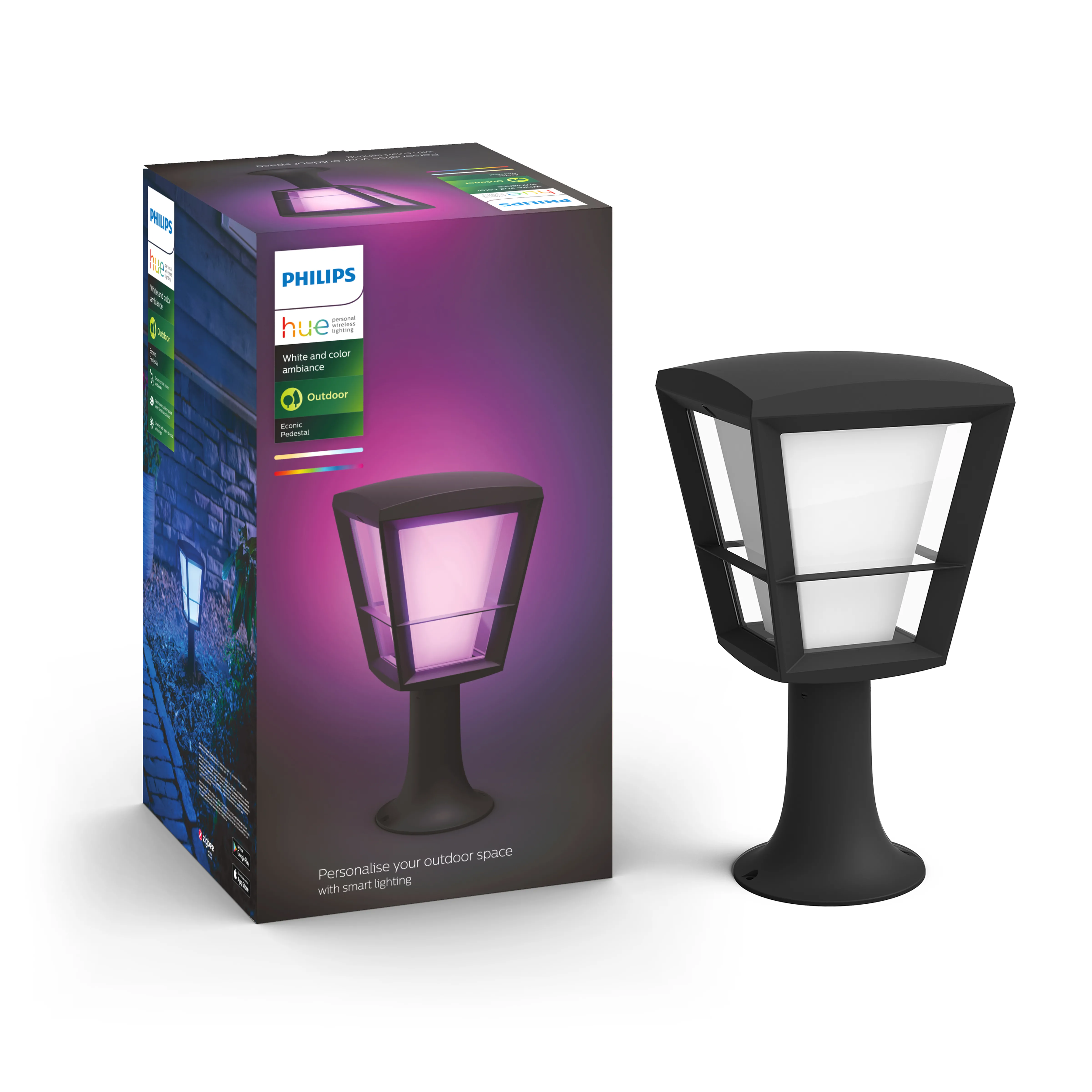 Zewnętrzna latarnia Philips Econic Hue Outdoor Pedestal Light Black 17441/30/P7