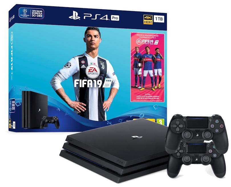 Konsola  Pro Sony PlayStation 4 Pro 1TB + FIFA 19 + 2 pady