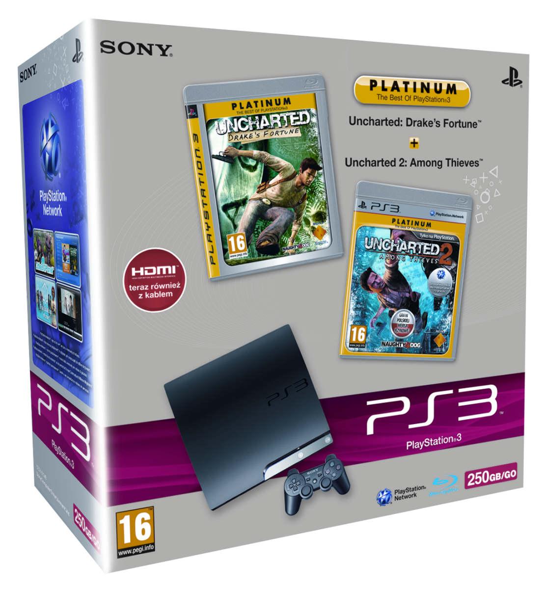 Sony PlayStation 3 Slim + 2 gry + kabel HDMI