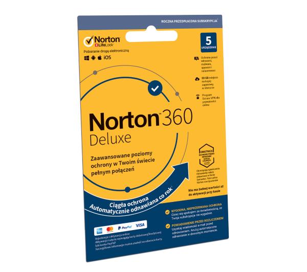 Фото - Програмне забезпечення Norton Subskrypcja 360 Deluxe 50GB 5 Urządzeń/1 Rok Kod aktywacyjny 