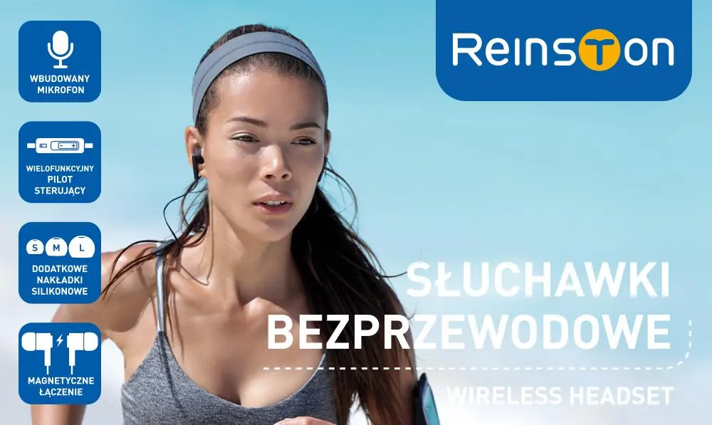 Słuchawki bezprzewodowe Reinston ASBT01 Dokanałowe Bluetooth 4.2 Czarny