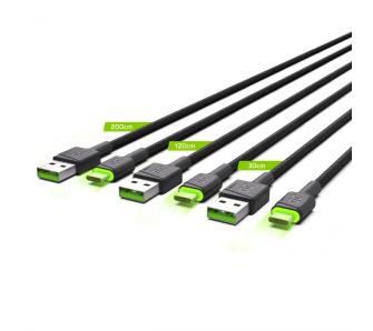Kabel Green Cell Zestaw 3x GC Ray USB-C 0,3m, 1,2m, 2m Czarny
