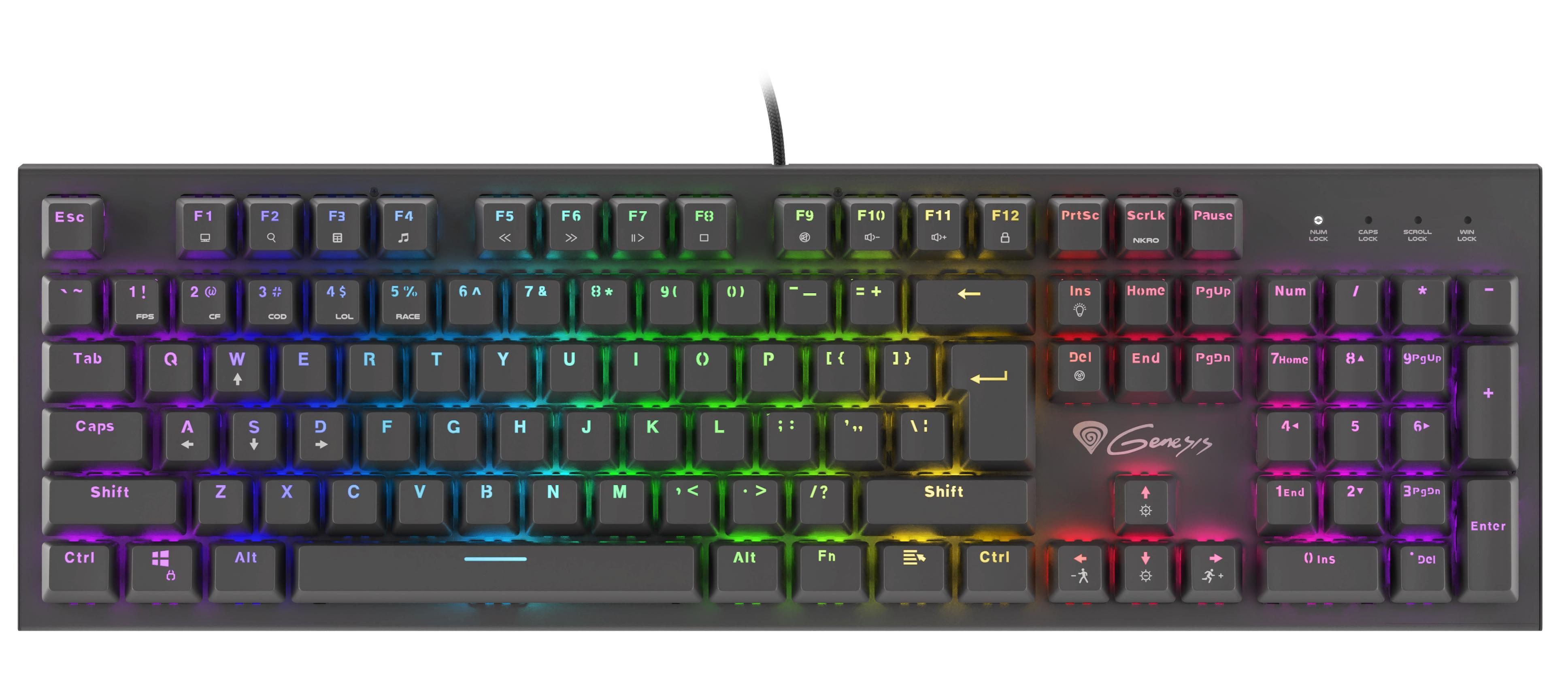Klawiatura mechaniczna Genesis Thor 300 RGB Outemu Red Czarny