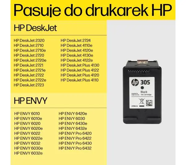 HP 3YM62AE nr 305XL  Czarny 4 ml