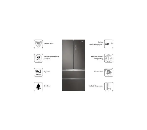 Haier Seria 7 HB18FGSAAA Pełny No Frost 190cm Szuflada z kontrolą wilgotności Tytanowy - DRUGI -30%, ALBO 5-TY ZA 1ZŁ - Kup na Raty - RRSO 0%