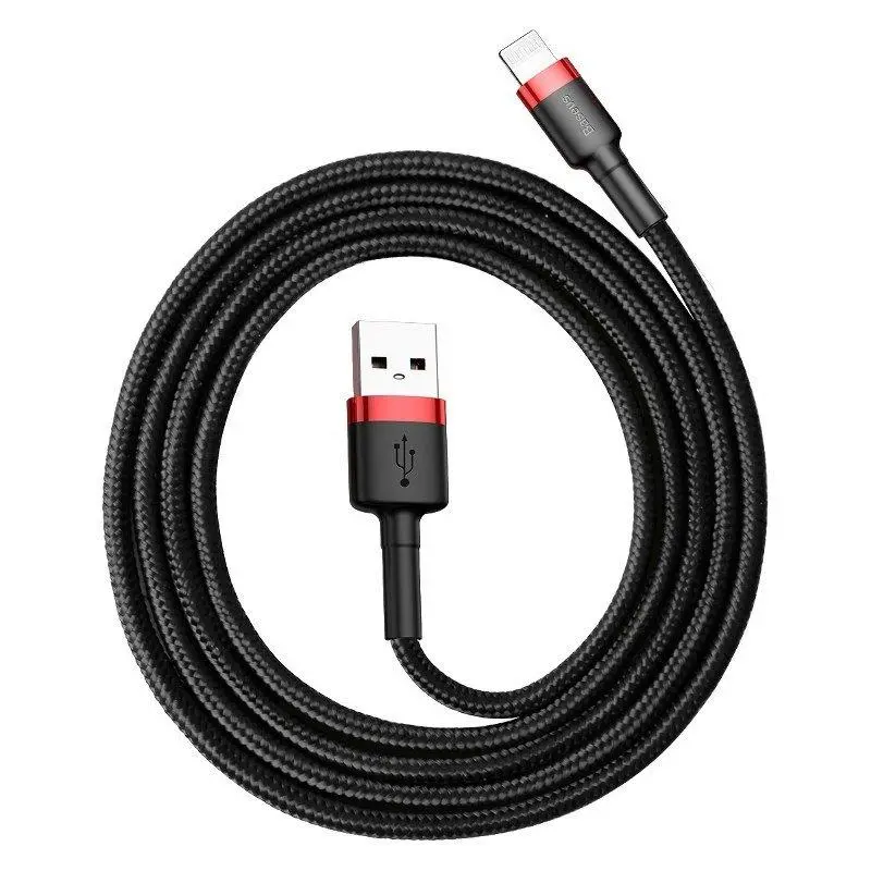 Kabel Baseus Lightning USB Cafule 2A 3m Czarno-czerwony