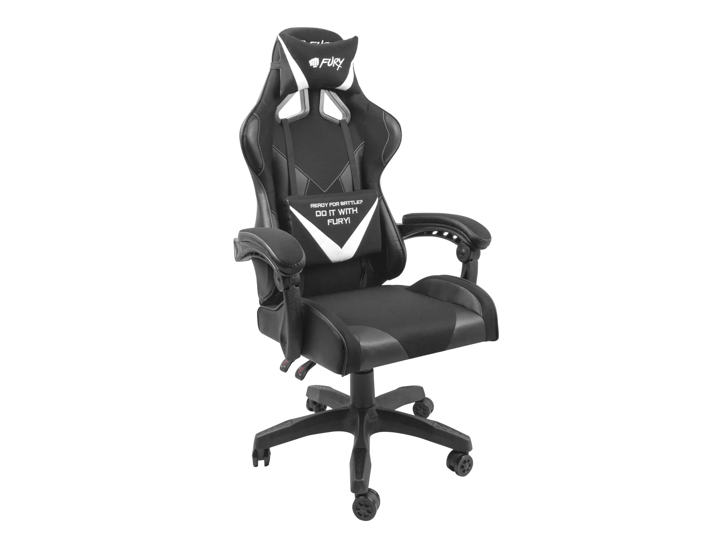 Fotel Fury Avenger L Gamingowy do 150kg Skóra ECO Czarno-biały
