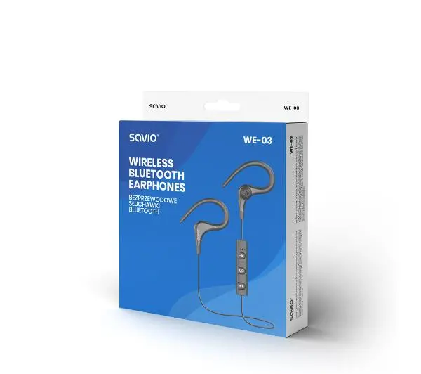 Savio WE-03 Dokanałowe Bluetooth 4.2 Czarny
