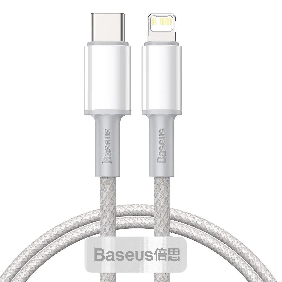 Kabel Baseus USB-C do Lightning High Density Braided 20W 5A PD 1m Biały