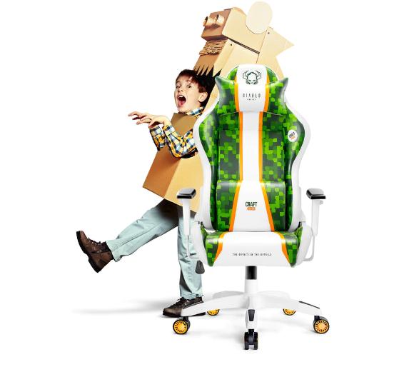 fotel gamingowy Diablo Chairs X-One 2.0 Craft Kids Size (biało-zielony)