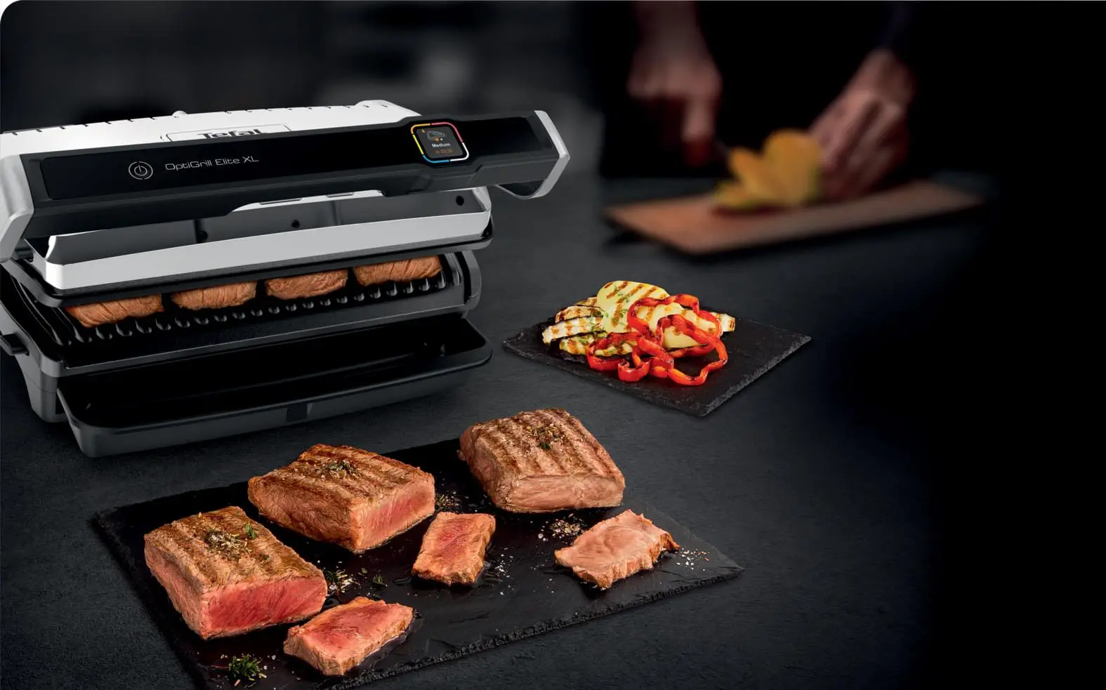 Grill elektryczny Tefal Optigrill Elite XL GC760 800cm2 Programy automatyczne