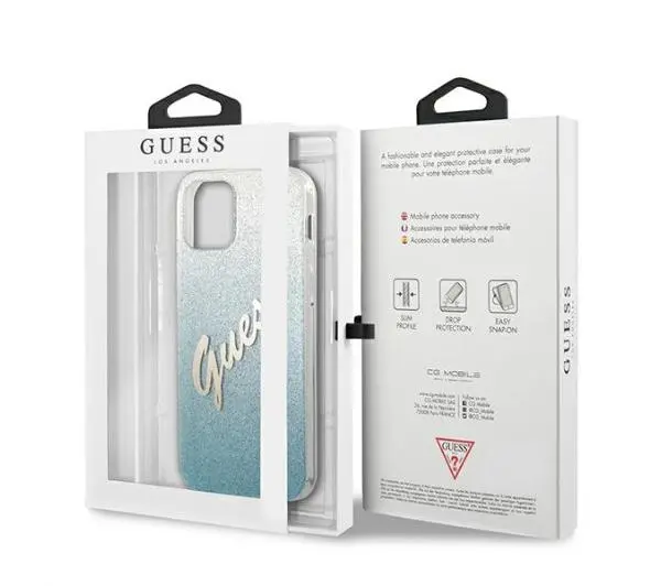 Guess Glitter Gradient GUHCP12SPCUGLSBL do iPhone 12 mini Niebieski