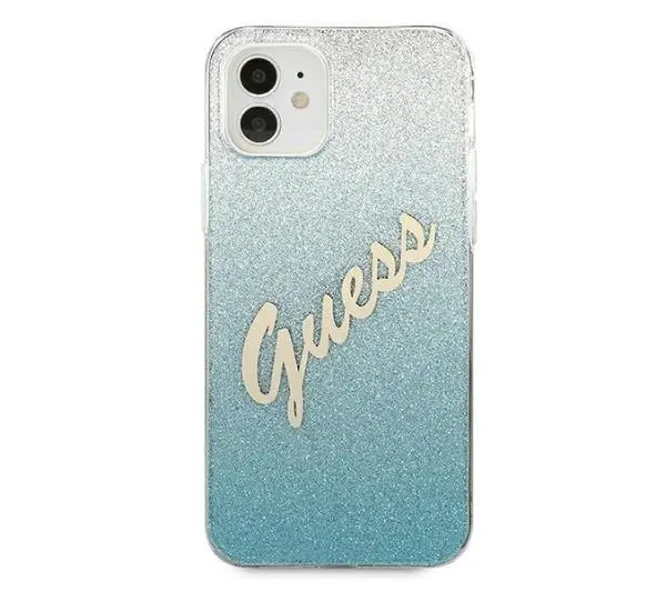 Guess Glitter Gradient GUHCP12SPCUGLSBL do iPhone 12 mini Niebieski
