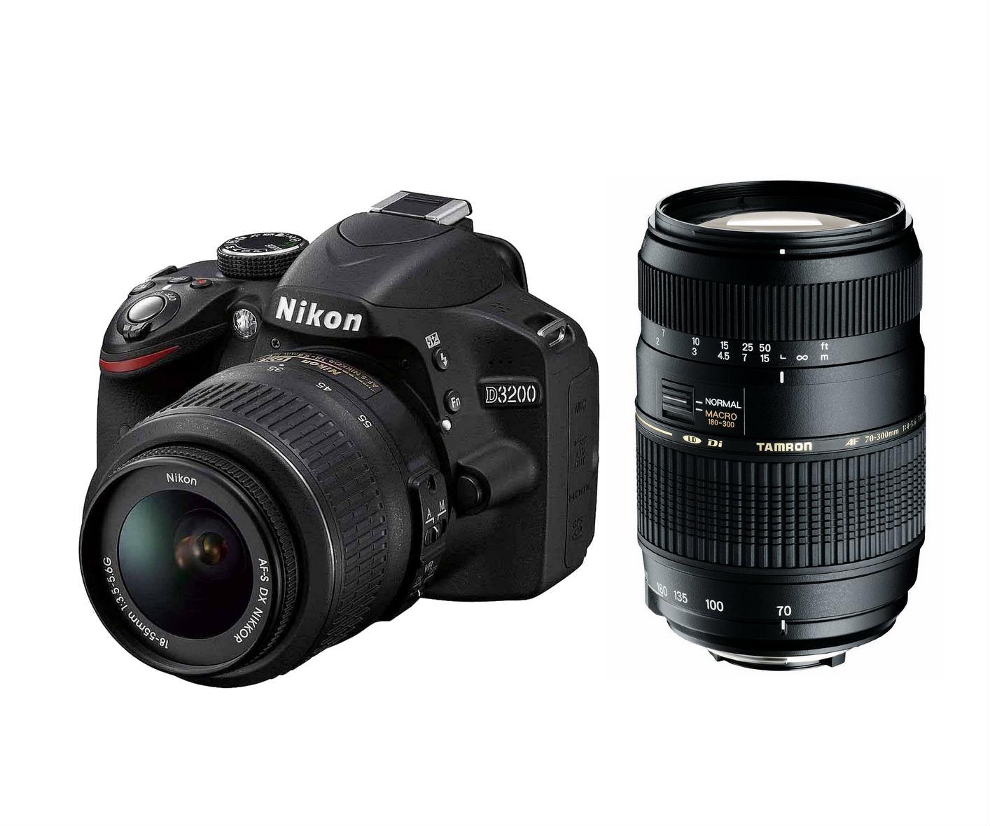 Lustrzanka Nikon D3200 + 18-55 mm + 70-300mm