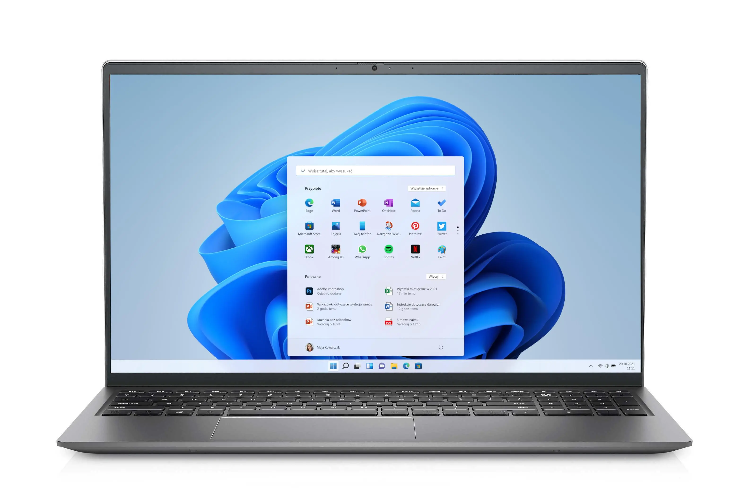 Laptop biznesowy Dell Inspiron 15 5515-8772 15,6" R5 5500U 16GB RAM 512GB Dysk SSD Win11 Pro Srebrny