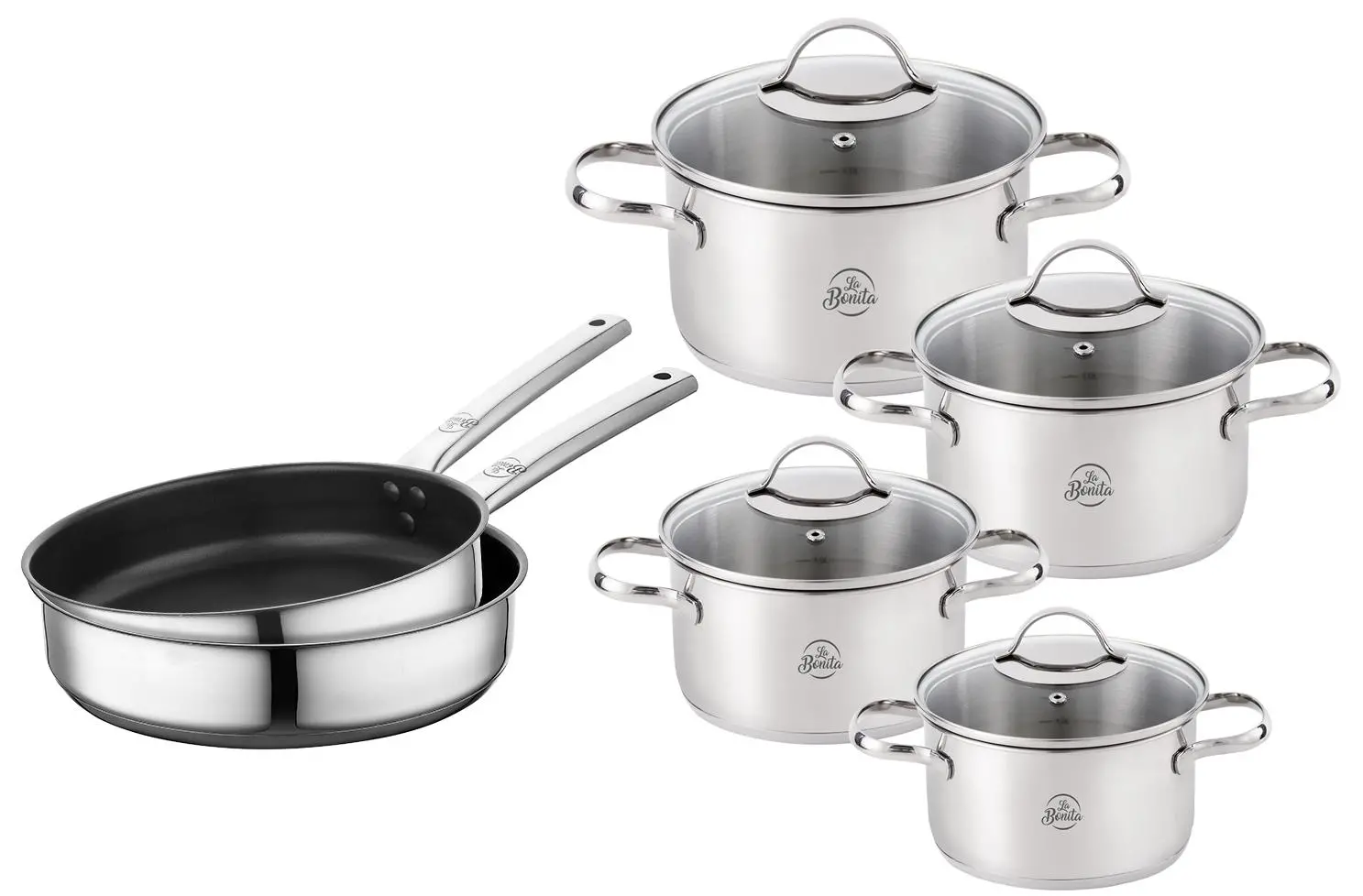 Zestaw garnków La Bonita Rico LB10ZG003 10 elementów Indukcja Stal nierdzewna