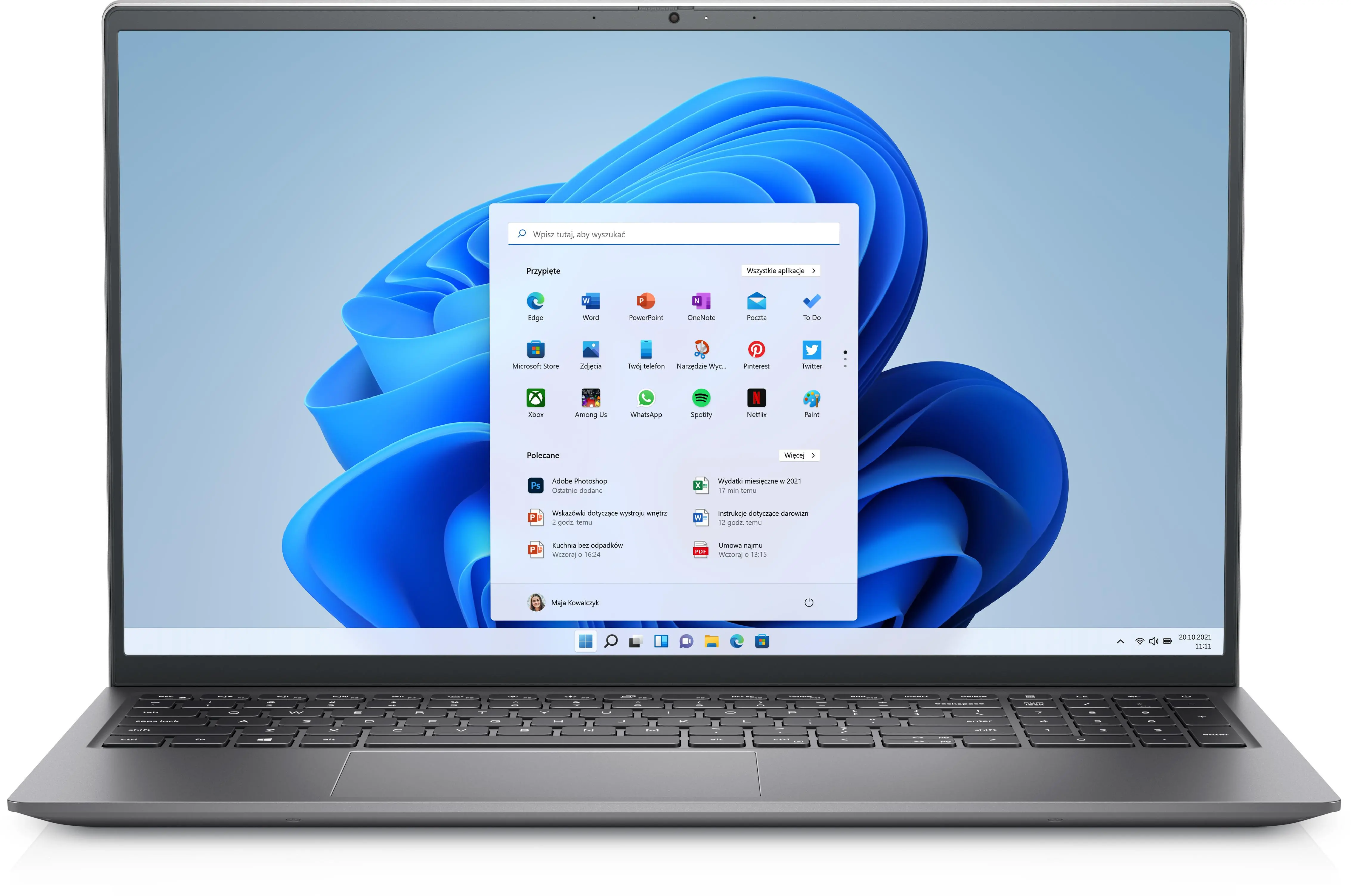 Laptop Dell Inspiron 5510-5856 15,6'' i7-11390H 16GB RAM 1TB Dysk SSD Win11 Srebrny