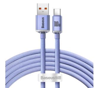Kabel Baseus USB-A - USB-C Crystal 100W 2 m Fioletowy