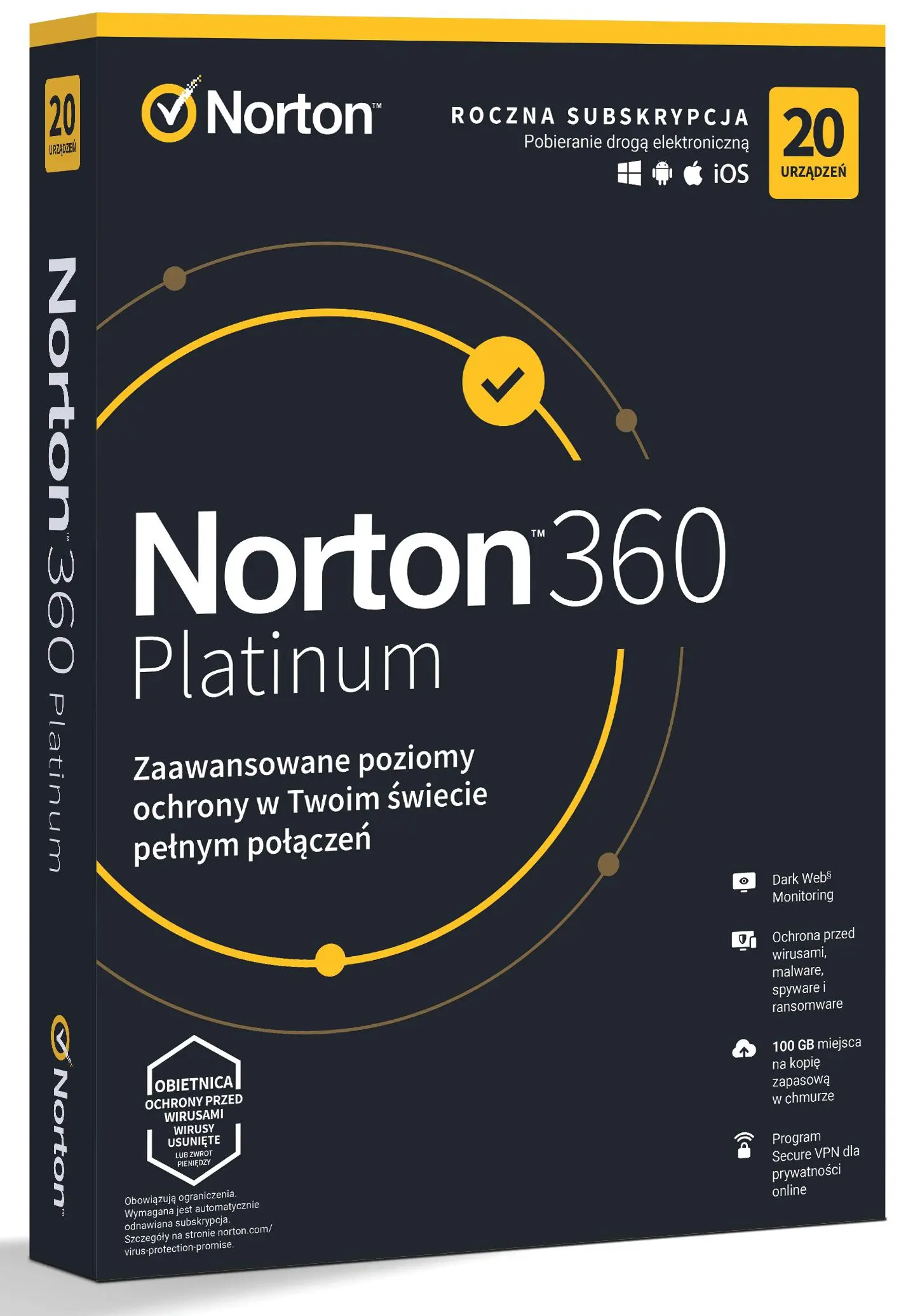 Antywirus Norton 360 Platinum 100GB 20 Urządzeń/1 Rok