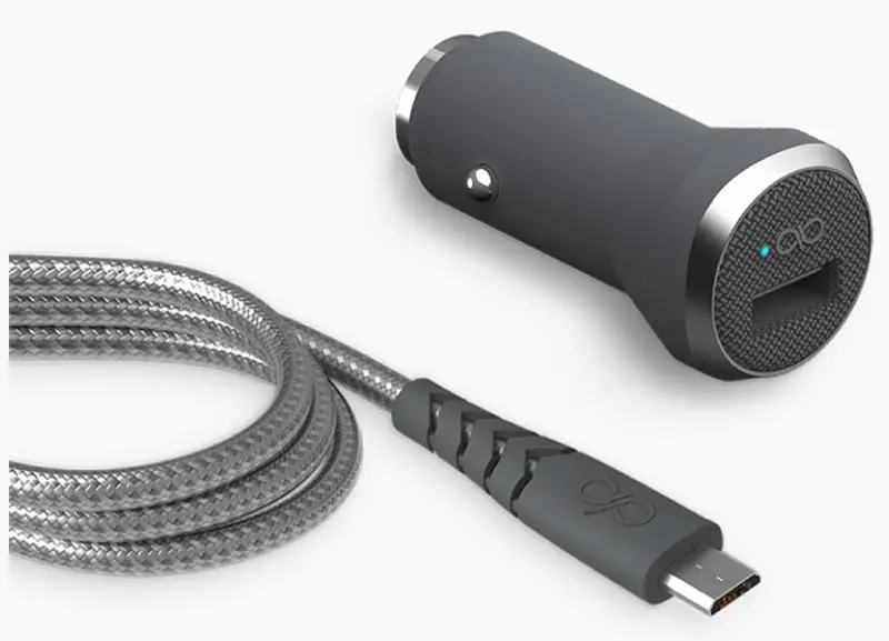 Ładowarka samochodowa Force Case 2,4 A IC kabel USB A/microUSB Czarny