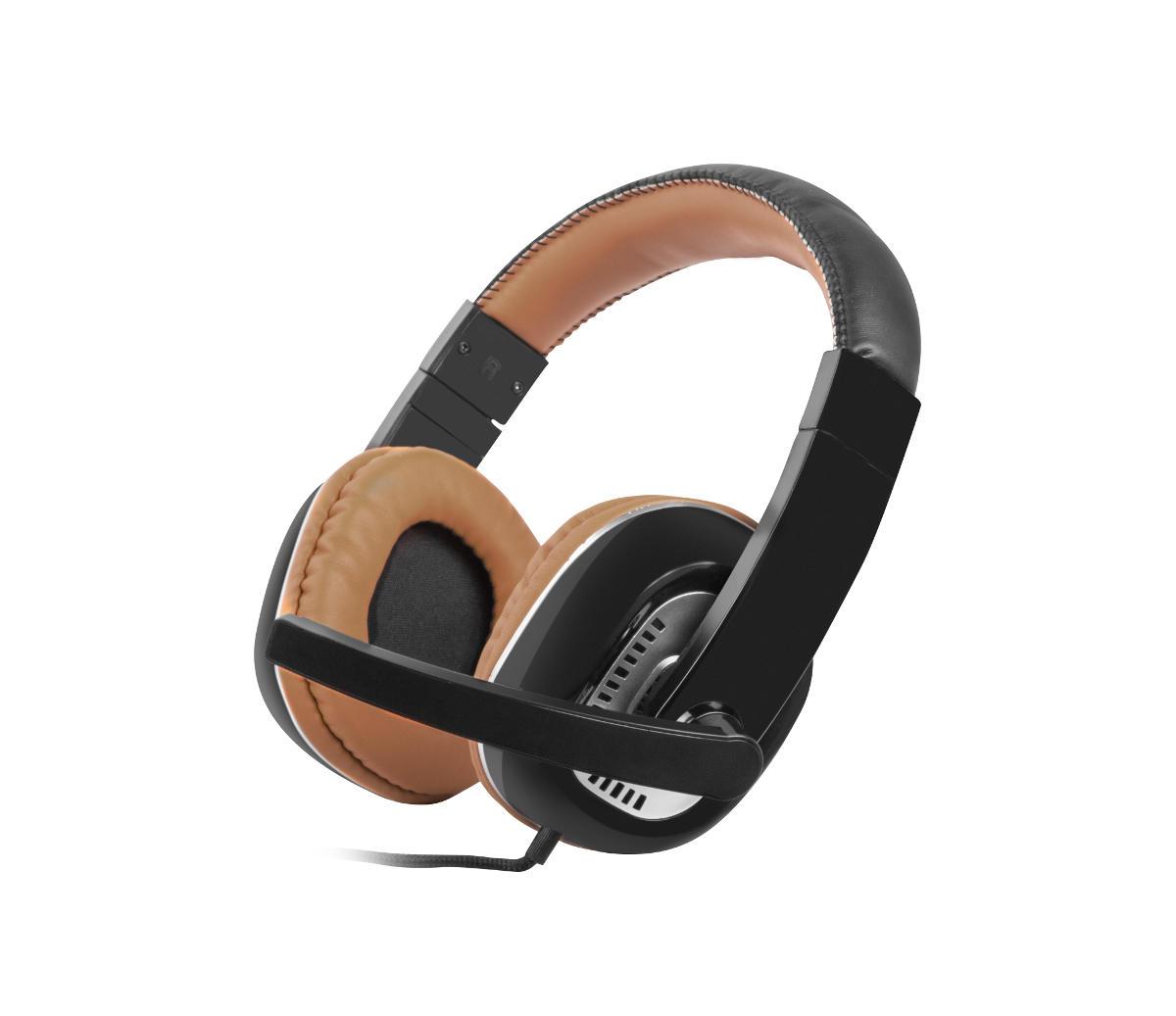 Słuchawki przewodowe z mikrofonem Natec Kingfisher Brown + mikrofon