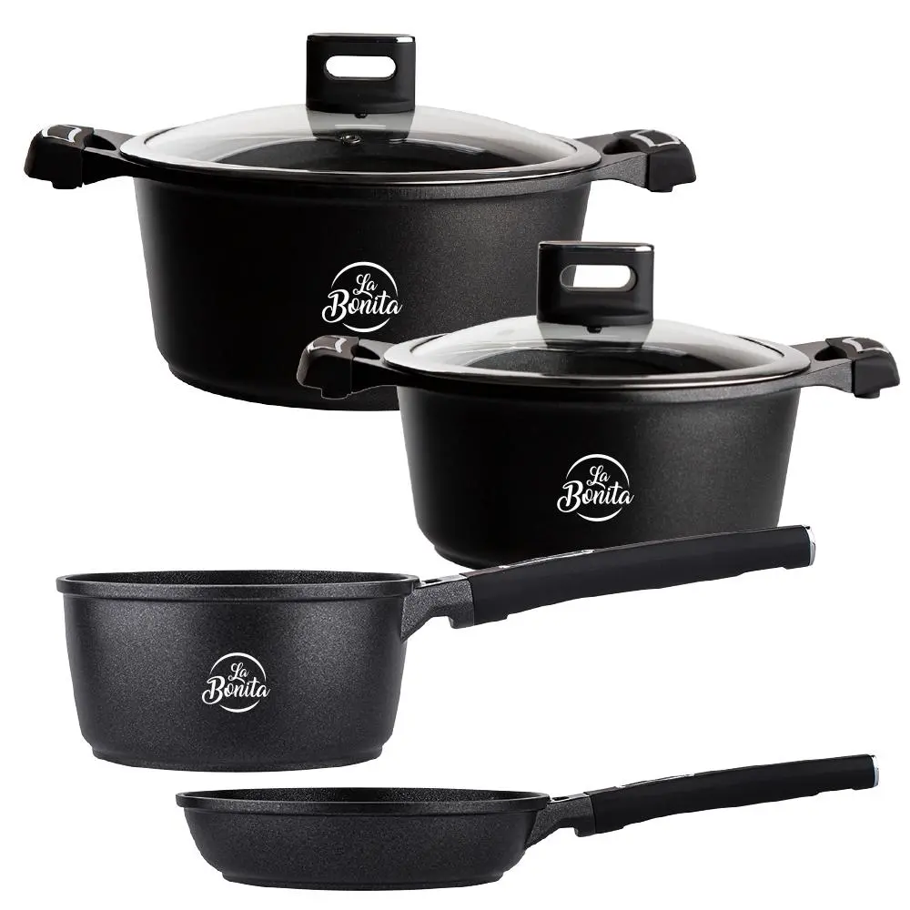 Zestaw garnków La Bonita Carbon Plus LB7ZG001 7 elementów Indukcja Aluminium