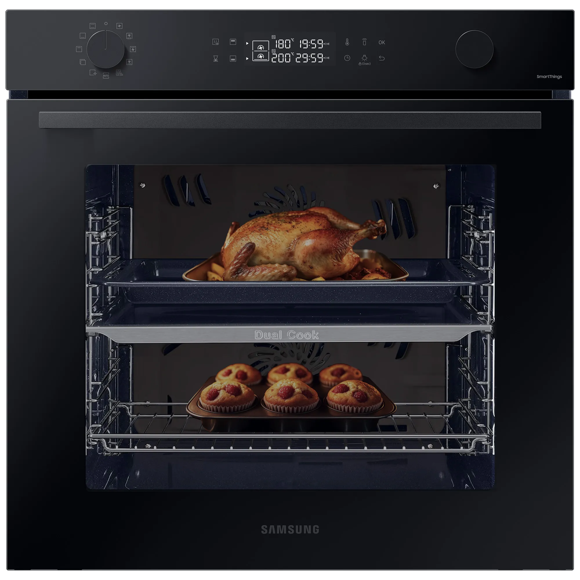 Piekarnik elektryczny Samsung NV7B44207AK Dual Cook Termoobieg Zdalne sterowanie Czarny