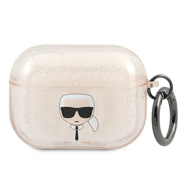 Etui na słuchawki Karl Lagerfeld KLAPUKHGD Glitter Karl`s Head AirPods Pro Cover Złoty