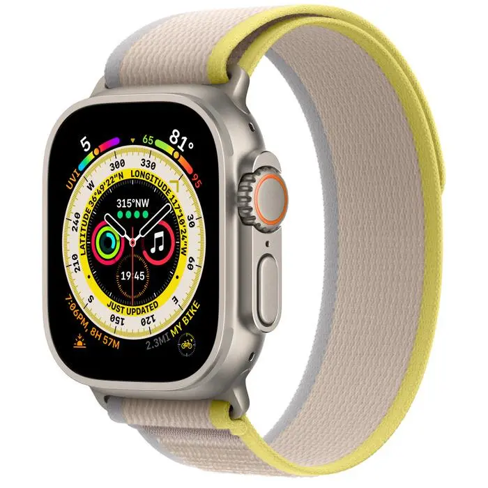 Apple Watch Ultra GPS - Cellular 49mm koperta tytanowa - opaska Trail rozmiar M/L żółto-beżowy