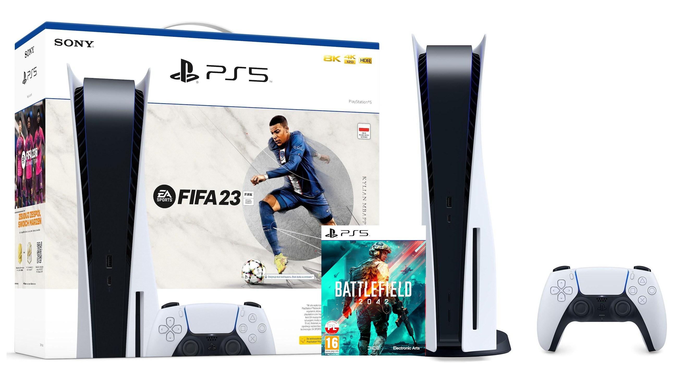 Konsola Sony PlayStation 5 (PS5) z napędem - FIFA 23 - Battlefield 2042