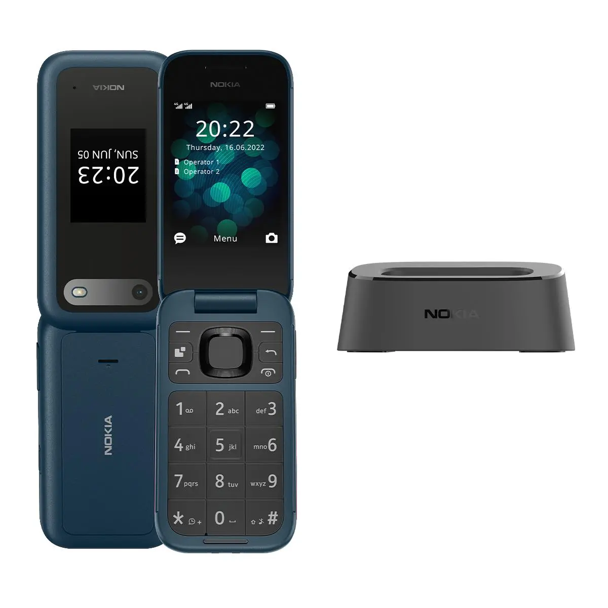 Telefon Nokia 2660 Flip 4G 2,8" 0.3Mpix Niebieski + stacja ładująca
