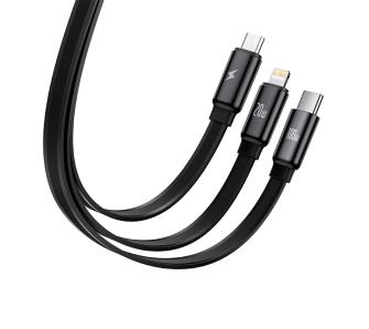 Kabel Baseus Traction 3w1 USB-C Lightning micro 100W 1,7m Czarny