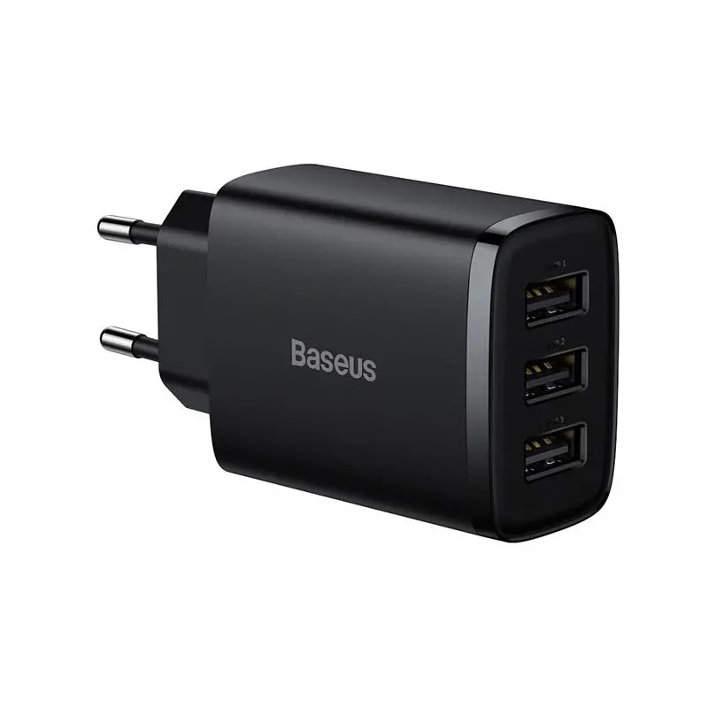 Ładowarka sieciowa Baseus Compact Quick Charger 3x USB17W Czarny