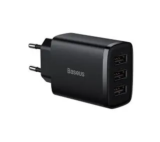 Baseus Compact Quick Charger 3x USB17W Czarny