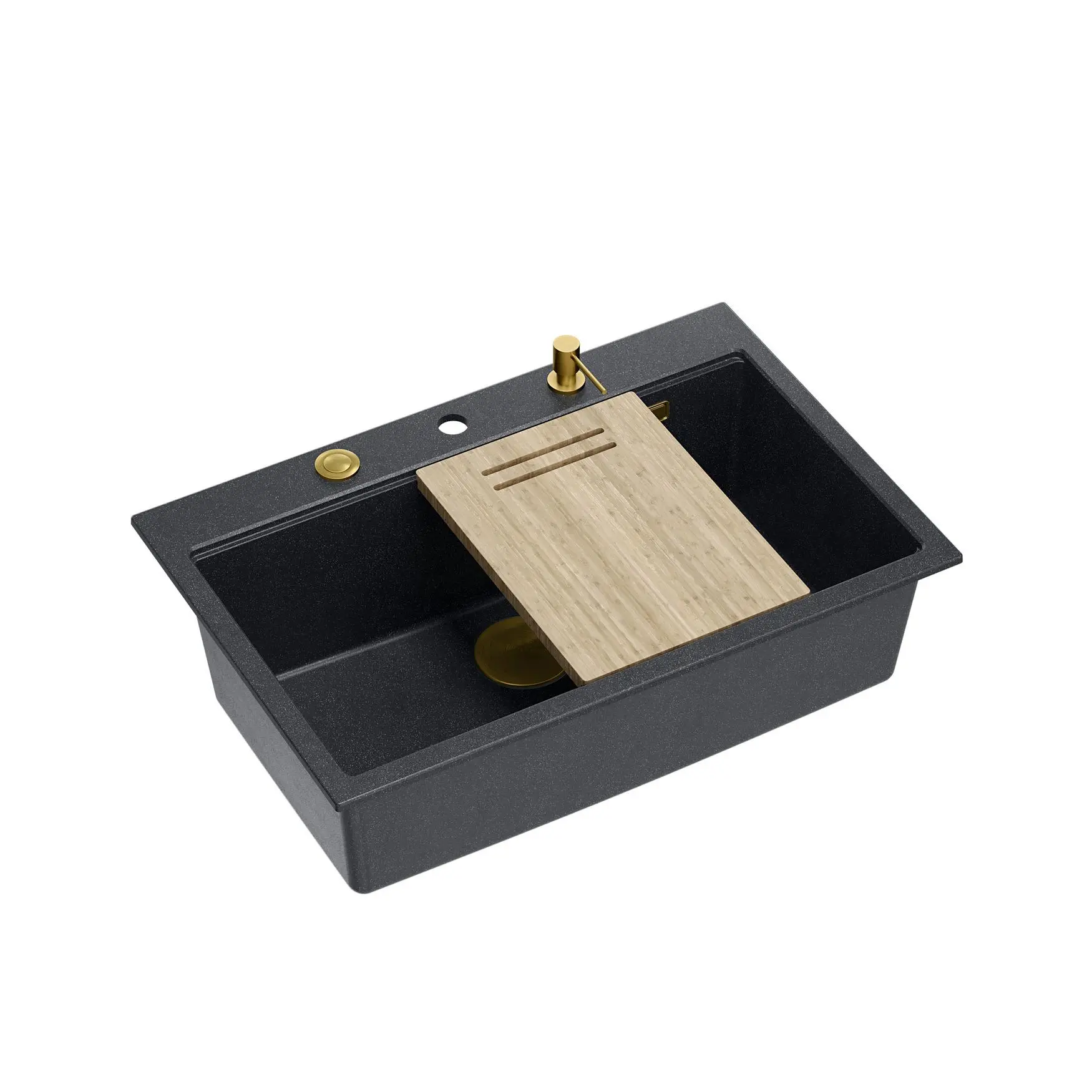 Zlewozmywak Quadron HQM7650U8_PVDG1 Marc Workstation Granitowy Czarny metalik/Złoty