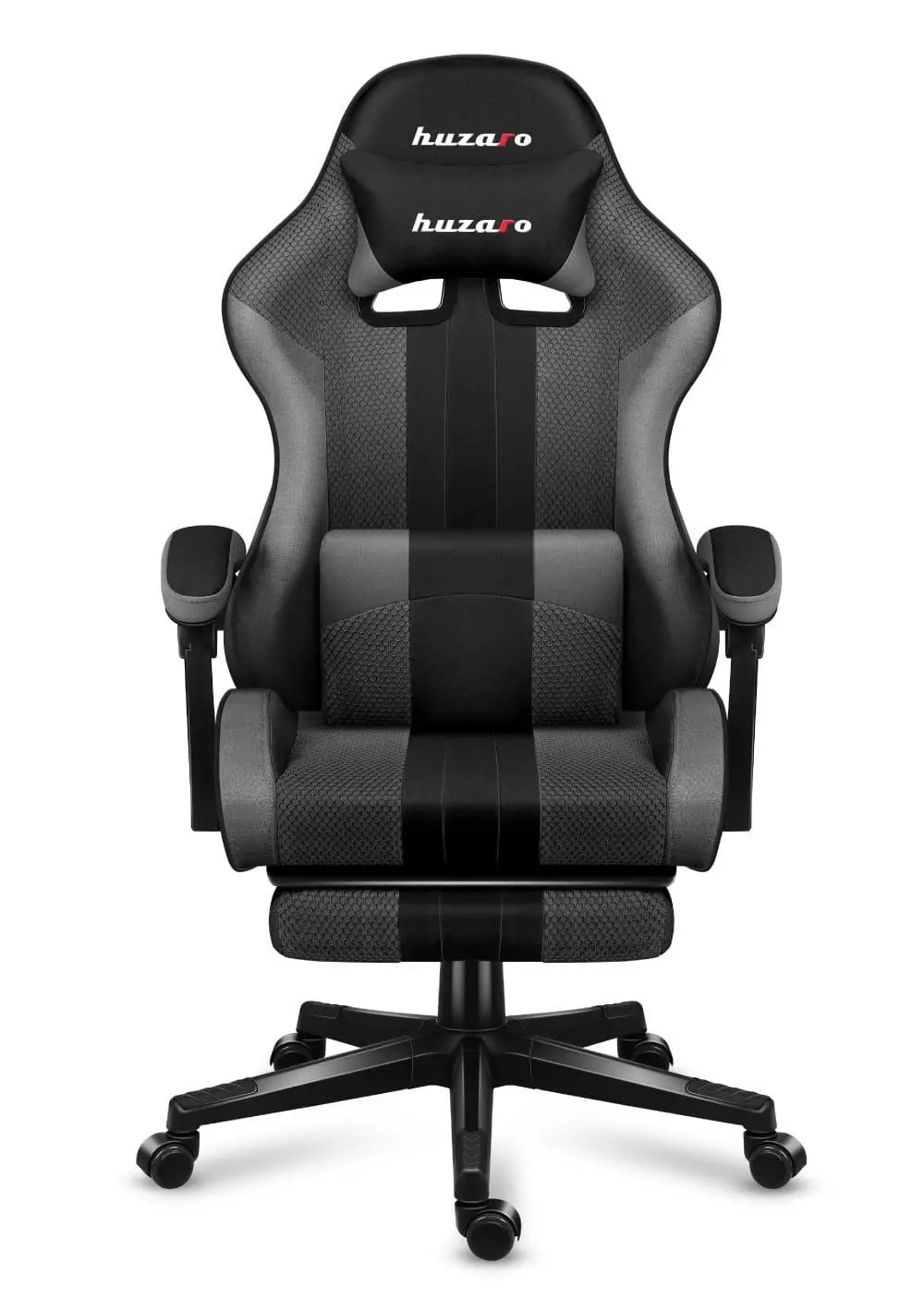 Fotel Huzaro Force 4.7 Grey Mesh Gamingowy  do 140kg Tkanina Czarno-szary