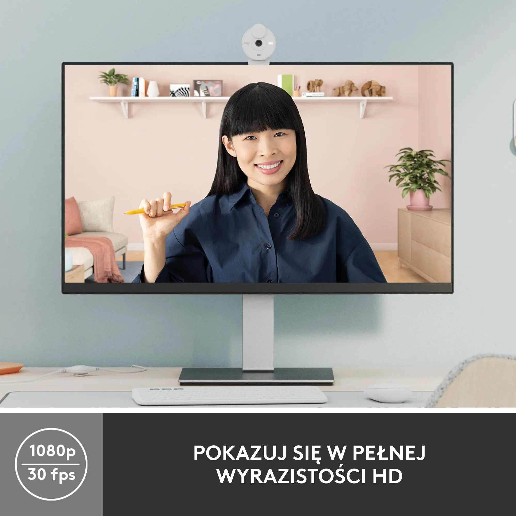 Фото Веб-камера Logitech Brio 300 FHD White (960-001442)