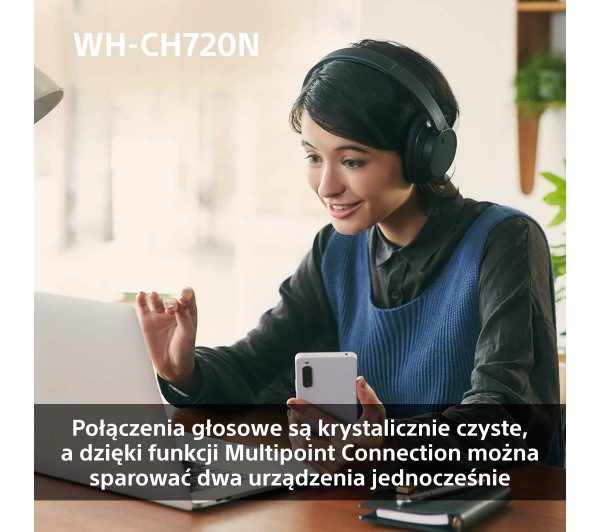 Sony WH-CH720N ANC Nauszne Bluetooth 5.2 Czarny - ⚡ EURO HIT CENOWY! ⚡ - Kup na Raty - RRSO 0%