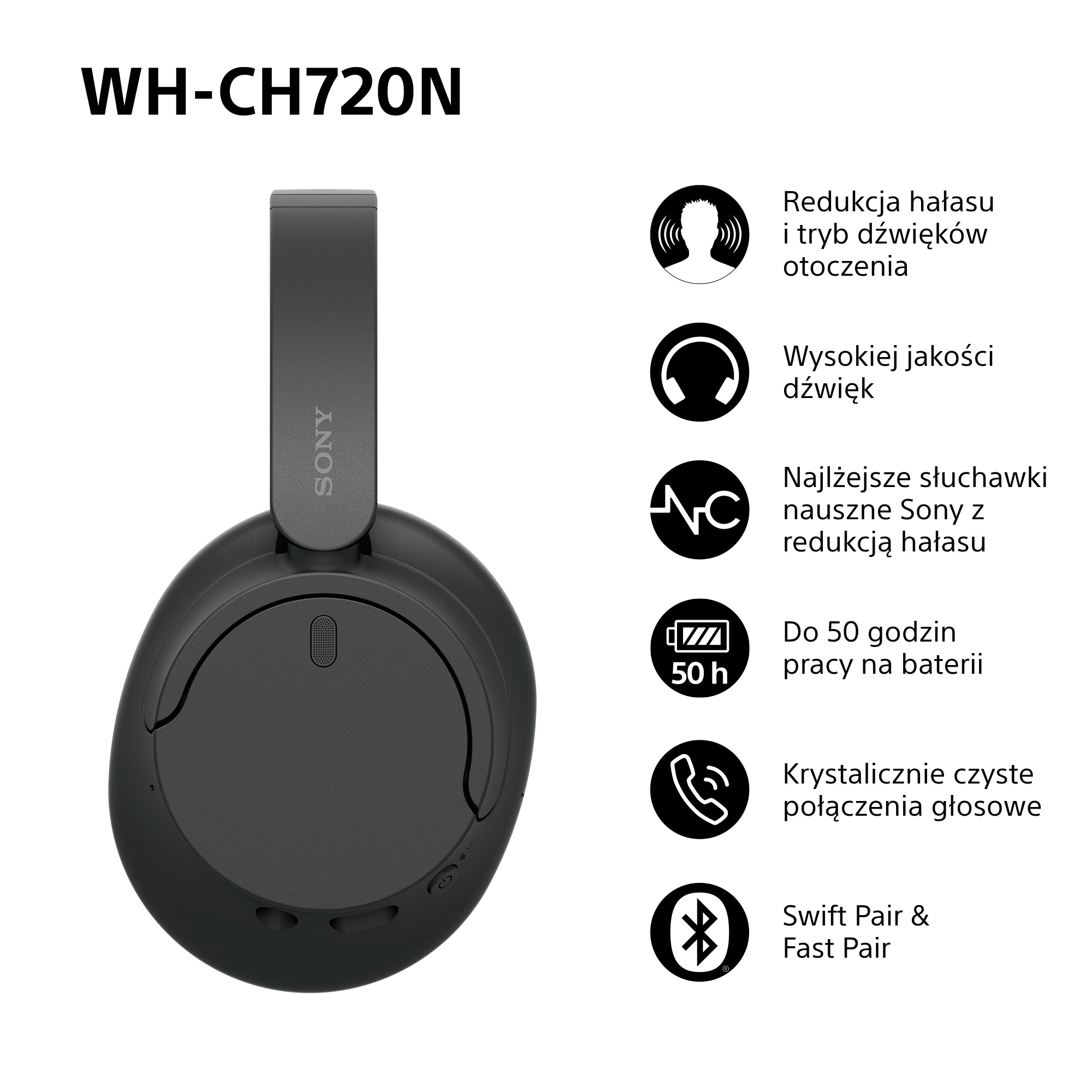 Słuchawki bezprzewodowe Sony WH-CH720N ANC Nauszne Bluetooth